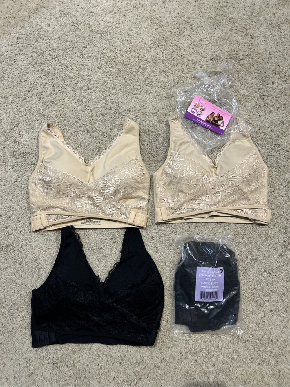Lot Of 4 CaraMia 2X BRA Lace Criss Cross Comfort Fit 40A/42A/44A 40B/42B (G26)